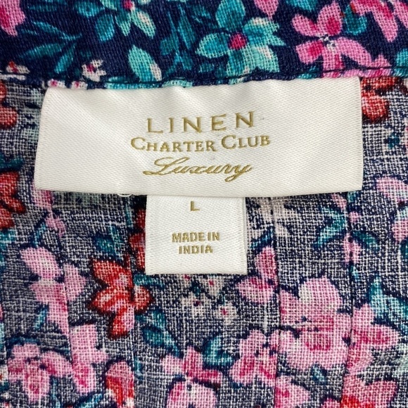 Linen Charter Club Luxury Cottahecore Line Blouse Women's Large Floral - Picture 5 of 12